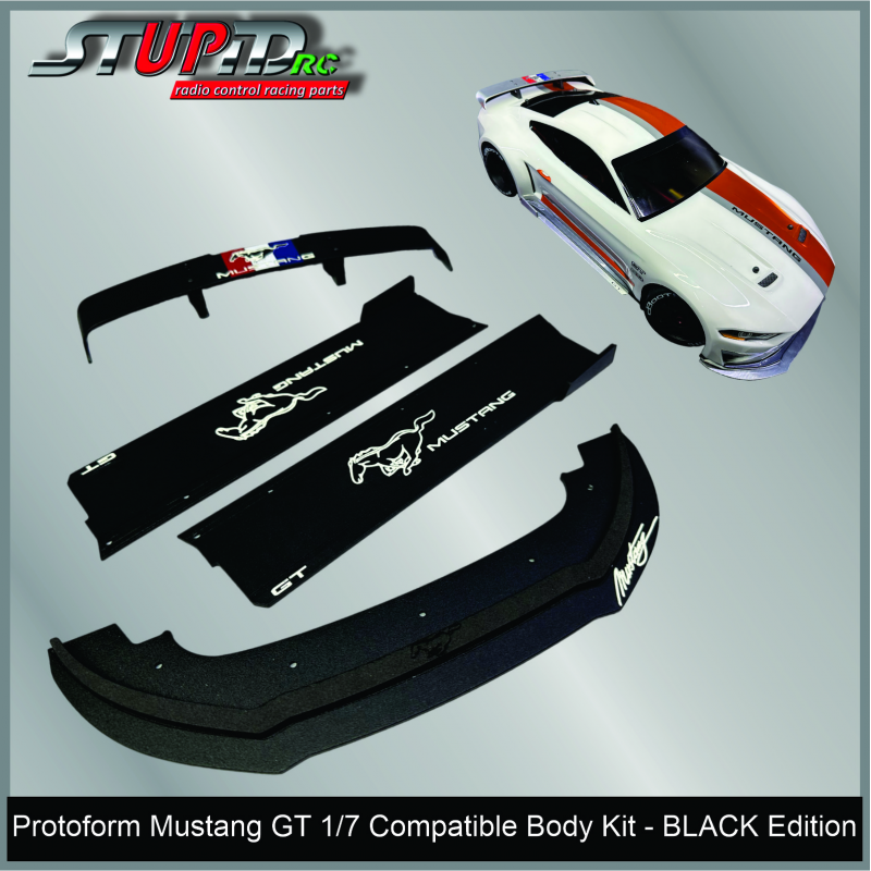 Kit Aluminum BLACK Edition for Protoform Mustang GT 1/7 Body fits Arrma Felony/Infraction