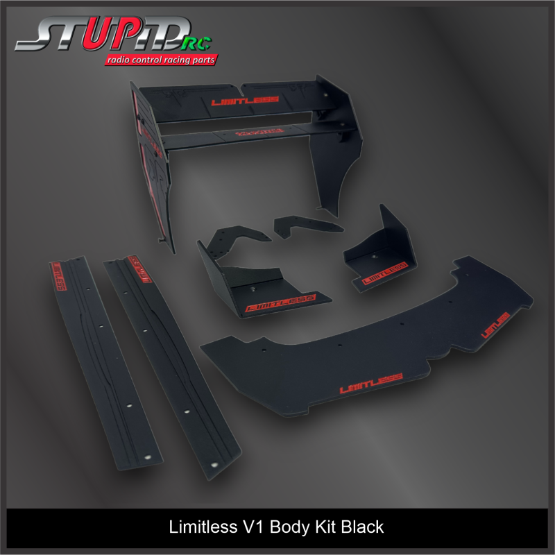 Arrma Limitless V1/V2 Front, Side And Adjustable Wing Kit Black