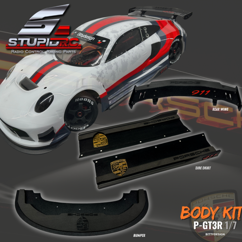 Bittydesign P-GT3R Porsche compatible Body Kit Black StupidRC